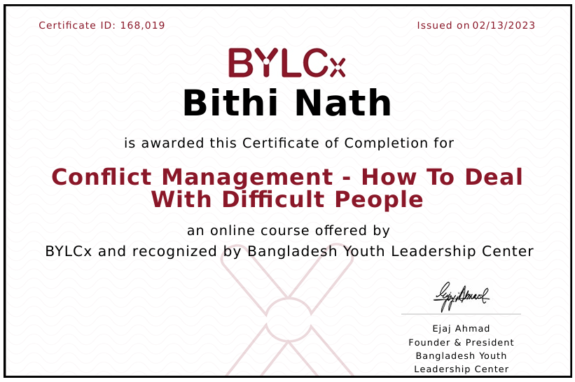 Conflict Management certificate